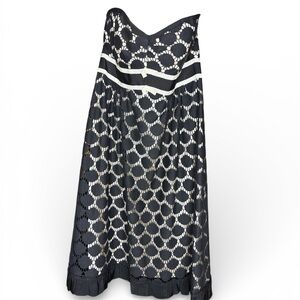 Nanette Lepore Black and White A-Line Lace Strapless Dress